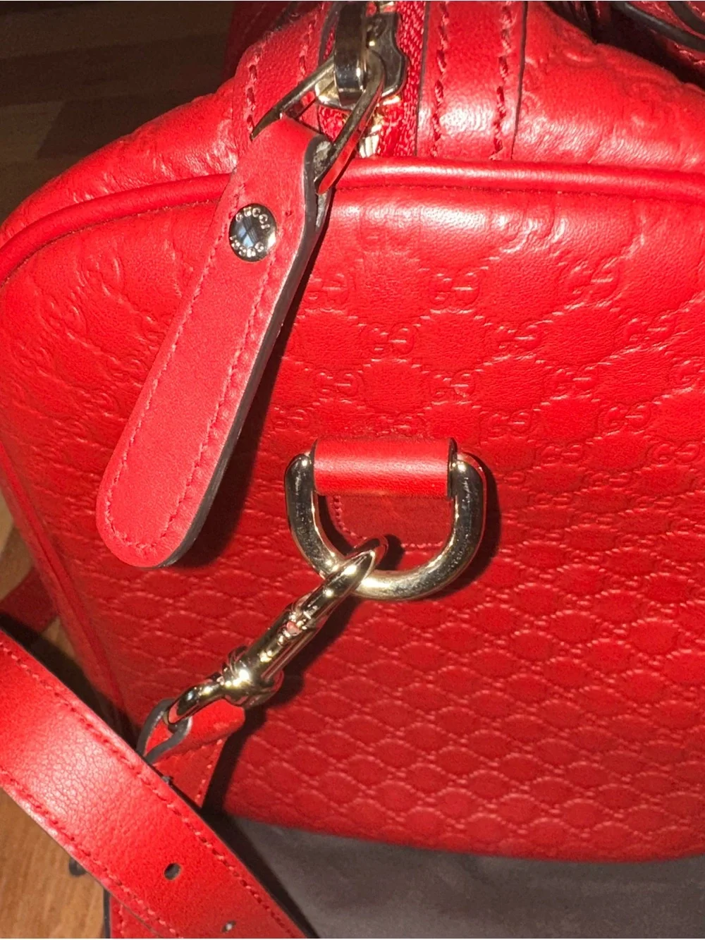 Gucci Burgundy Embossed Monogram Leather Satchel